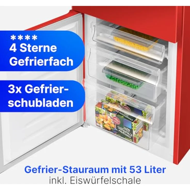 Bomann KG 320.2 W Kühl-Gefrierkombination, freistehend, rot, Breite 49.5 cm, Energieklasse E – Bild 5