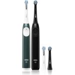 Oral B iO2 elektrische Zahnbürste DOPPELPACK Black & Dark Green, Zahnbürsten mit Magnetantrieb, sanfte Pflege für empfindliche Zähne und Zahnfleisch, entfernt bis zu 100 % mehr Plaque