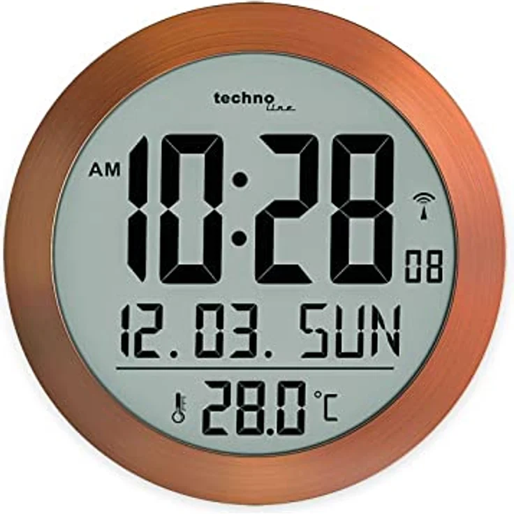Technoline WT8038 WS 8038 Digitale Funkwanduhr, Kupfer, ø 210 mm – Bild 1