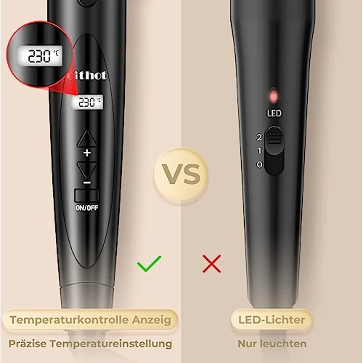 Lockenstab 5 in 1 LCD-Display 80-230°C, Keramikbeschichtung Austauschbare Multifunktions Lockenwickler Set, Große und Kleine Welleneisen Kit mit Handschuhe – Bild 4