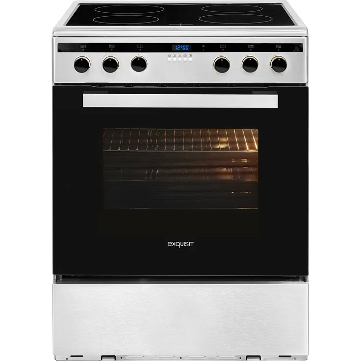 Exquisit EHI 60-3I, Herd, A, Standgerät, Betriebsart Ofen elektrisch, Anzahl Kochstellen 4, Volumen 65 l, Breite 64,5 cm, edelstahl
