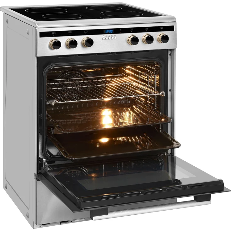 Exquisit EHI 60-3I, Herd, A, Standgerät, Betriebsart Ofen elektrisch, Anzahl Kochstellen 4, Volumen 65 l, Breite 64,5 cm, edelstahl – Bild 3