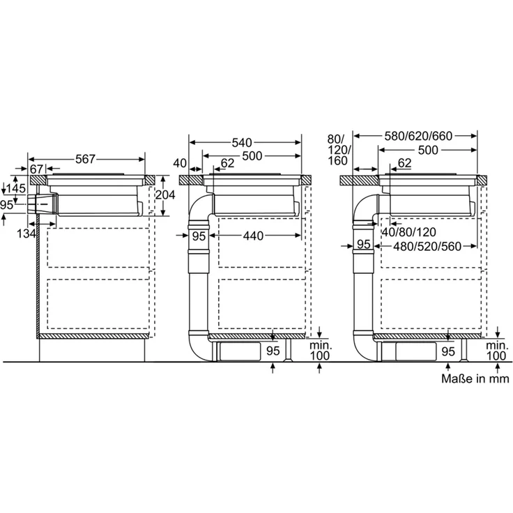 Bosch PKM845F11E , Kochfeld mit Dunstabzug, Einbaugerät, Betriebsart elektrisch, 4 Kochstellen, Autark, Abluft und Umluft, Breite 80 cm, Material Glaskeramik, mit Rahmen aufliegend, schwarz – Bild 8