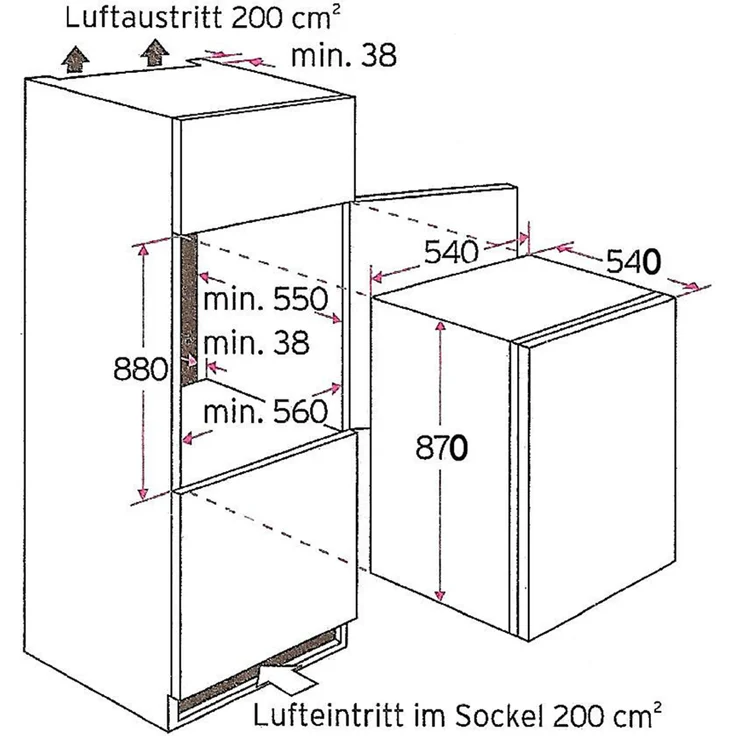 PKM KS120.4 EB Kühlschrank, Einbau, weiß, Breite 54 cm, Energieklasse F – Bild 3