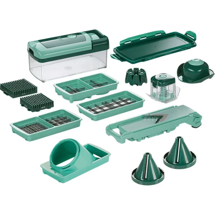 Genius Nicer Dicer Fusion Smart Julietti | Mint-Grün | 16 Teile | Alles-Schneider | Reiben | Julienne | Spiralen | Hobeln | Würfeln | Schneid-Gerät | Bekannt aus TV | NEU – Bild 1