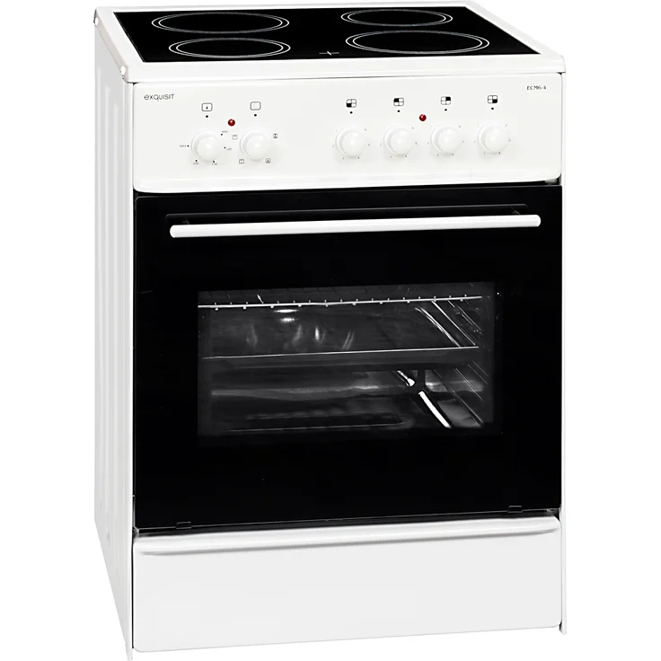 Exquisit ECM6-4, Herd, A, Standgerät, Betriebsart Ofen elektrisch, Anzahl Kochfelder 4, Volumen 61 l, Breite 66 cm – Bild 1