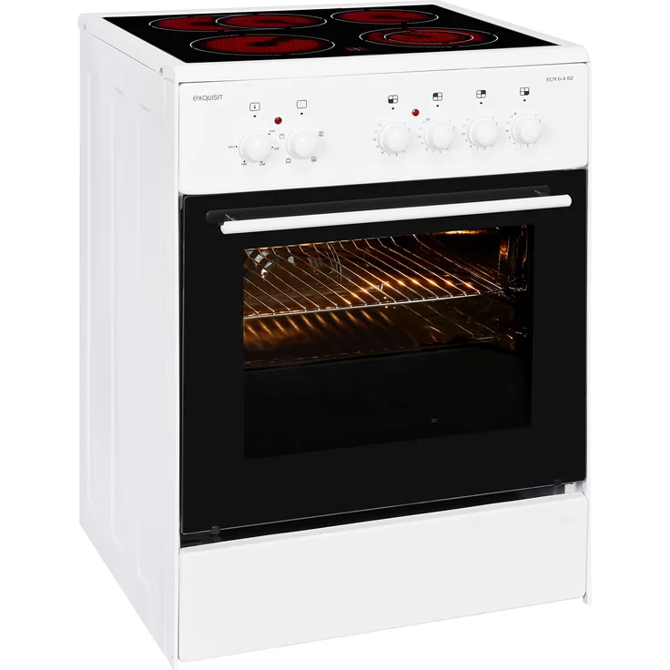 Exquisit ECM 6-4 BZ , weiß, Herd-Set, A, Standgerät, Betriebsart Netzbetrieb, Anzahl Kochfelder 4, Volumen 61 l, Breite 64 cm – Bild 3
