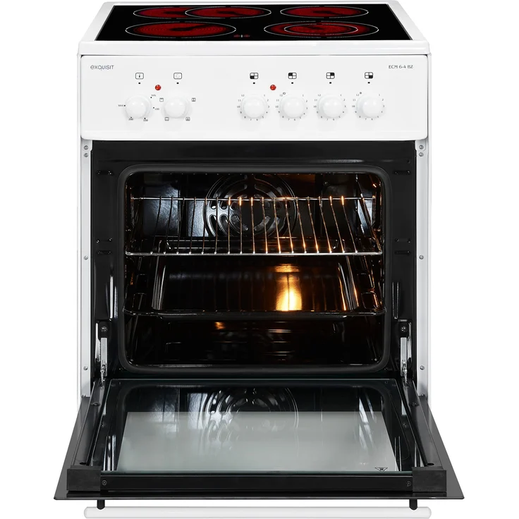 Exquisit ECM 6-4 BZ , weiß, Herd-Set, A, Standgerät, Betriebsart Netzbetrieb, Anzahl Kochfelder 4, Volumen 61 l, Breite 64 cm – Bild 2