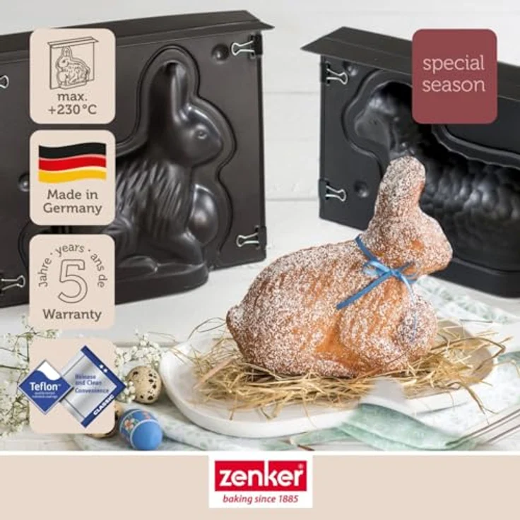 Zenker Osterbackformen-Set Special Season, Hasenform und Mini-Lammform aus Stahlblech mit Antihaftbeschichtung, schwarz, 2er Set – Bild 2