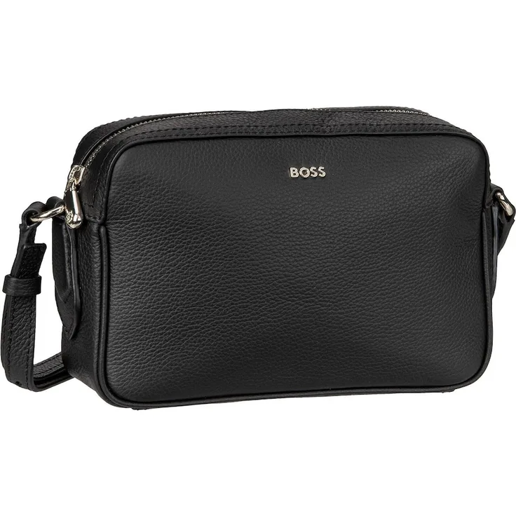 Hugo Boss Bodybag Lenah CB, elegante Crossbody Bag aus hochwertigem genarbtem Rindleder, schwarz, 22 x 7 x 14.5 cm