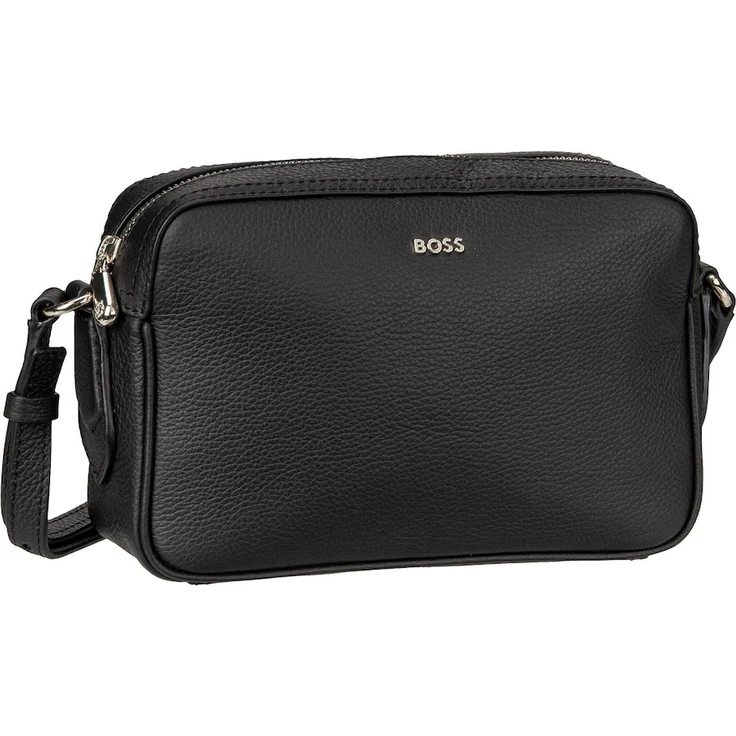 Hugo Boss Bodybag Lenah CB, elegante Crossbody Bag aus hochwertigem genarbtem Rindleder, schwarz, 22 x 7 x 14.5 cm