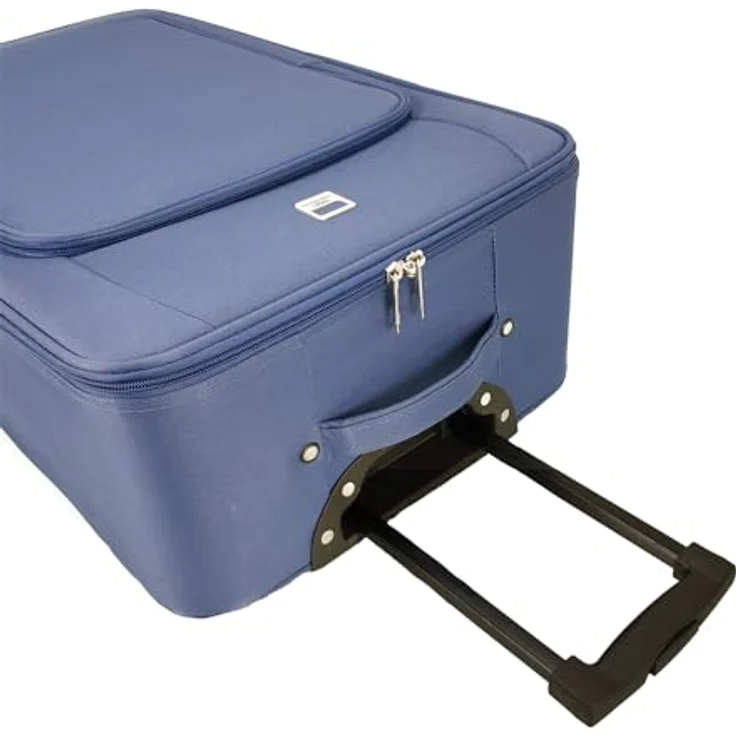 SIGN Stoffkoffer Trolley Reisekoffer Inline Rollen (Blau, 4er Set) - Leichte Weichgepäck-Trolley mit Teleskopstangen – Bild 4
