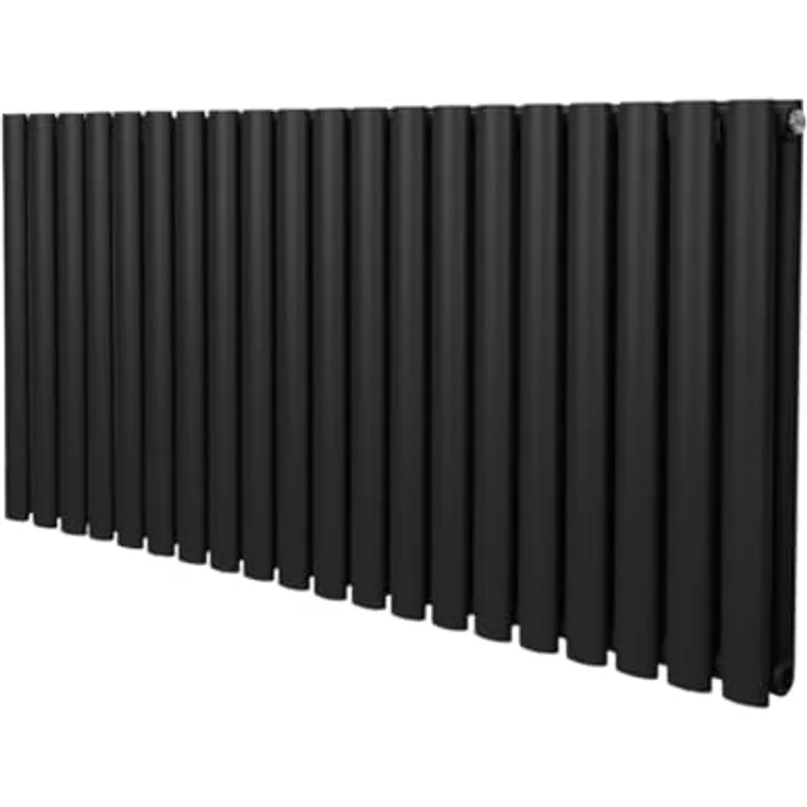 Monster Shop Röhrenheizkörper Oval 600 x 1200mm | Horizontaler Wandheizkörper Paneelheizkörper | Matt Schwarz Kohlenstoffstahl | Hohe Wärmeleistung & Stabile Montage | Inkl. Reinigungsbürste, Befestigungsset & Halterungen