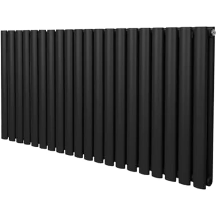 Monster Shop Röhrenheizkörper Oval 600 x 1200mm | Horizontaler Wandheizkörper Paneelheizkörper | Matt Schwarz Kohlenstoffstahl | Hohe Wärmeleistung & Stabile Montage | Inkl. Reinigungsbürste, Befestigungsset & Halterungen – Bild 1