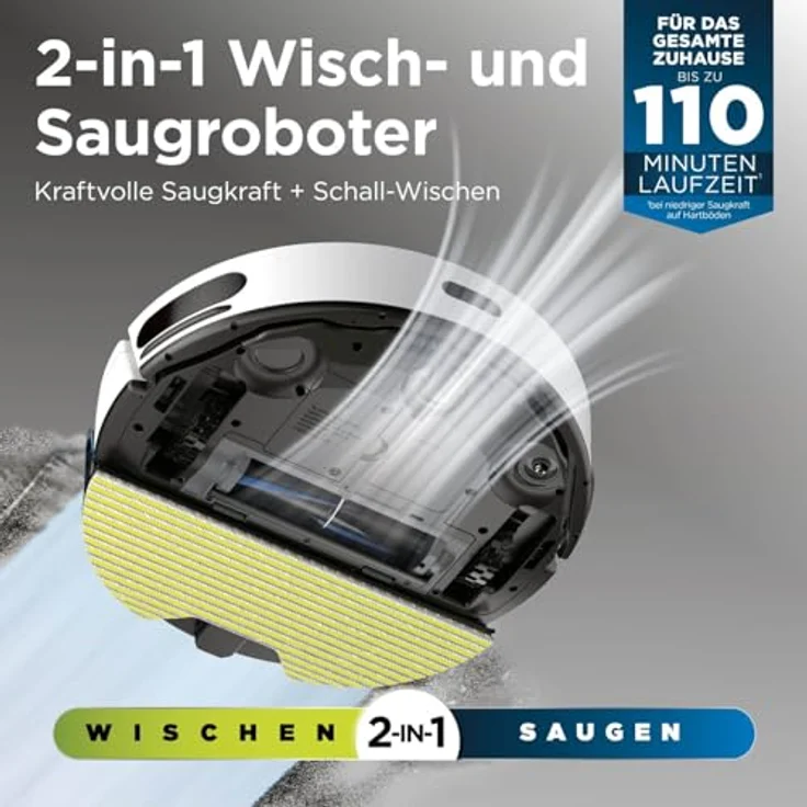 Shark Matrix Plus 2-in-1 Wisch- & Saugroboter mit LiDAR Home Mapping, selbstentleerend, für Teppiche & Hartböden, Anti-Allergen, selbstaufladend, Weiß RV2620WAEUWH – Bild 2