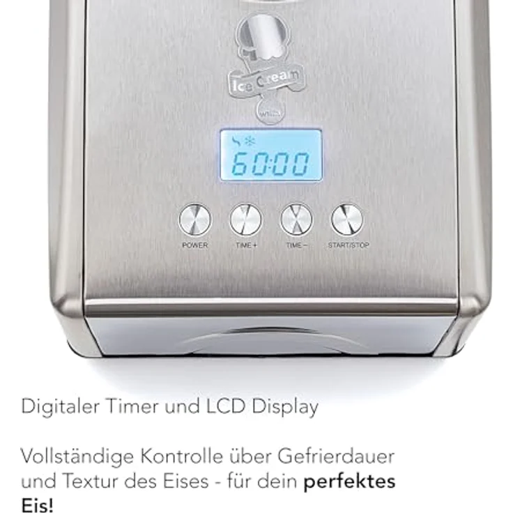 WILFA ICMS-C15 VANILLA Eismaschine mit Kompressor, 150W, Eis, Sorbet und Frozen Yoghurt, 1,5 Liter Fassungsvermögen, mit Kompressor, silber – Bild 7