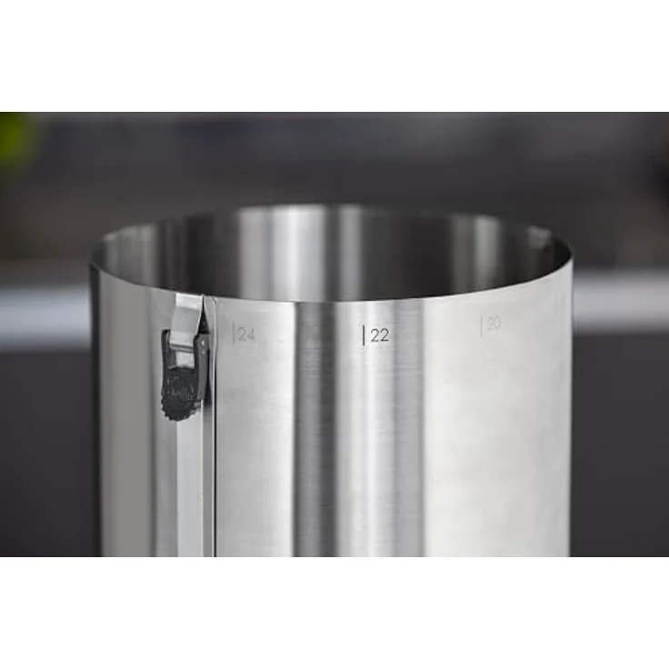 Sallys Backform Backring Tortenring rund verschiedene Größen und Formen (Tortenring, 20 cm hoch, ⌀ 18-30 cm) - Verstellbarer Tortenring aus rostfreiem Edelstahl, spülmaschinengeeignet, langlebig und hitzebeständig bis 220°C – Bild 4