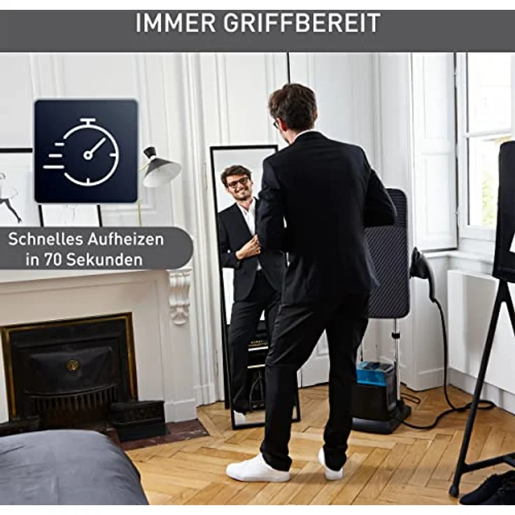 Tefal QT2022 Ixeo Power All-In-One Dampfglätter | inkl. 3-Positionen Smart Board | 5,8 bar Dampfdruck | Hochdruckdampf-Technologie | 200 g/Min. extra Dampfstoß | erfrischt & desinfiziert | Schwarz – Bild 4
