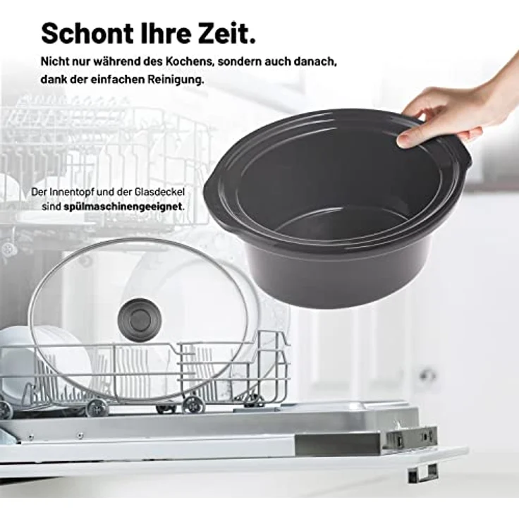 Lauben Slow Cooker 3500SB Schongarer mit Thermeffect®-Technologie, SlowHeat®-Technologie, Kochbuch, Innenbehälter aus Keramik, Zwei Temperaturstufen, Manuelle Zeiteinstellung, 3.5l – Bild 4