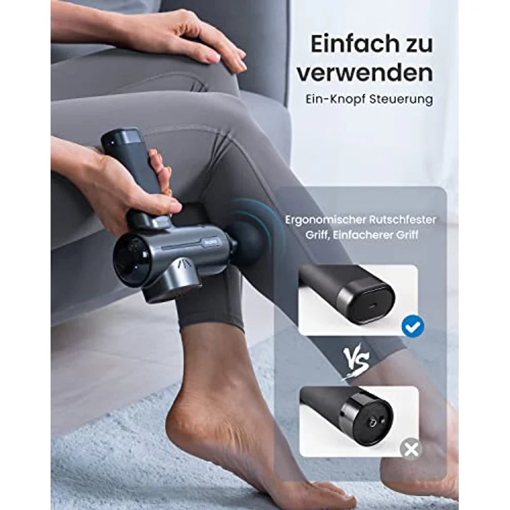 Massagepistole Massage Gun, RENPHO Massagepistole bis zu 3200U/min Massagegerät mit 2500mAh Akku und USB C Ladeanschluss zur Muskel Massage Entspannen, Schwarz – Bild 5