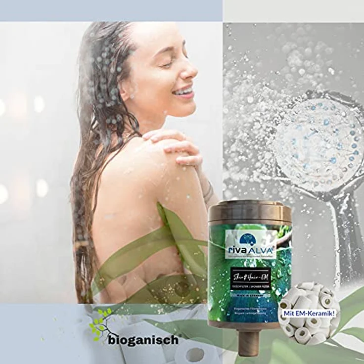 Riva rivaALVA Skin & Hair EM Duschfilter mit EM-Keramik, Filtereffizienz und Wasservitalisierung, schwarz – Bild 5