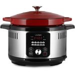 Lauben Multikocher OvenSafe® Multicooker 6000RS, Emaillierter Topf, Ofengeeignet, 1500,00 W, 6,00 l Schüssel, 10 Programme, Dampfgarer, Reiskocher, Gusseisen, Silikonhandschuhe, Silikonunterlage