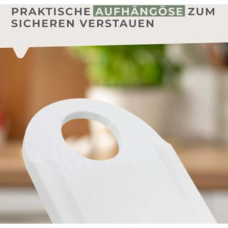 Fackelmann Gemüsehobel mit Restehalter, Gemüseschneider mit 2 Edelstahl-Klingen, hochwertiger Gurkenhobel (Farbe: Weiß-Schwarz), Menge: 1 Stück – Bild 7