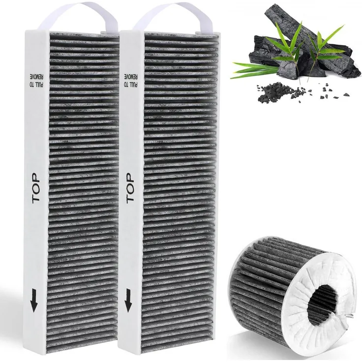 YELID Aktivkohlefilter 2er Set für Bora Pure PUAKF X/S Pure/PURU, schwarz, 5 cm hoch, 42.5 cm lang