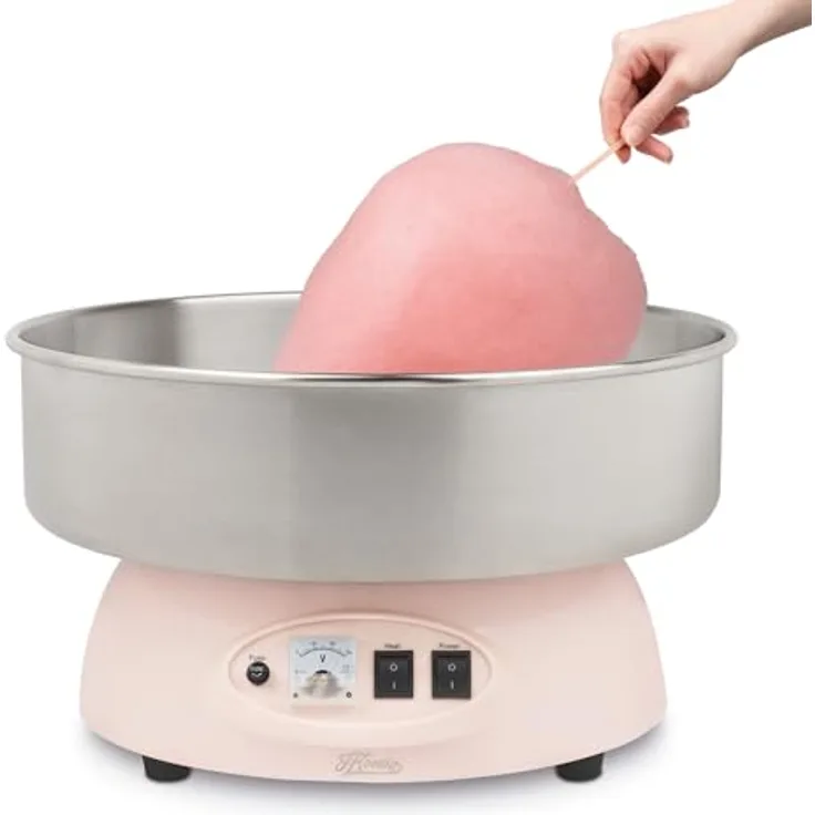 H.Koenig CIRCUS8 Zuckerwattemaschine, Aluminium, Rosa - Professionelles Ergebnis, 1200W Leistung, Automatische Temperaturanpassung