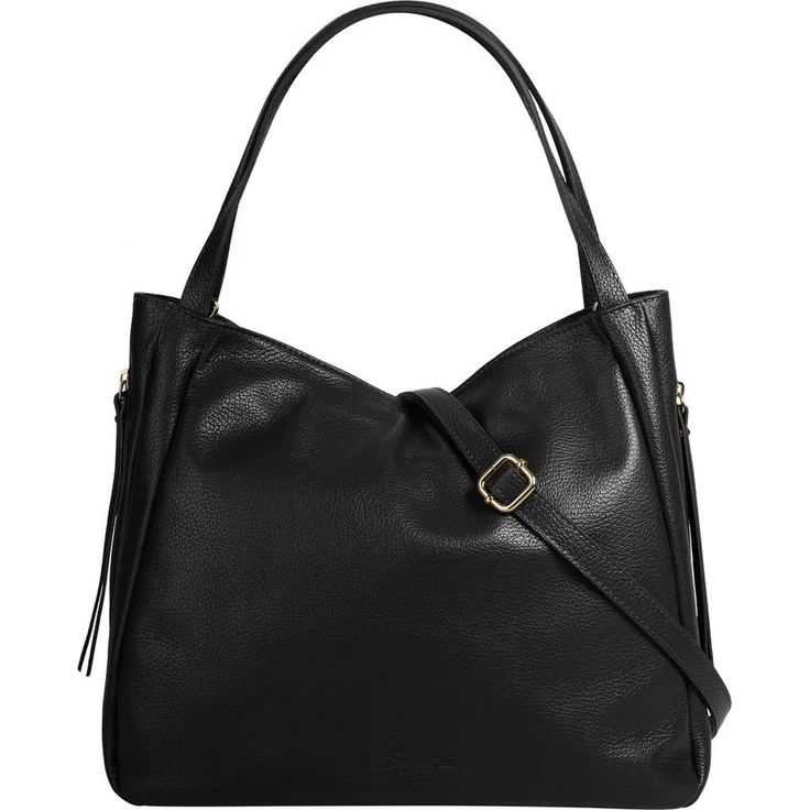 Samantha Look Umhängetasche aus echt Leder, Made in Italy, 7 l Volumen, schwarz – Bild 1