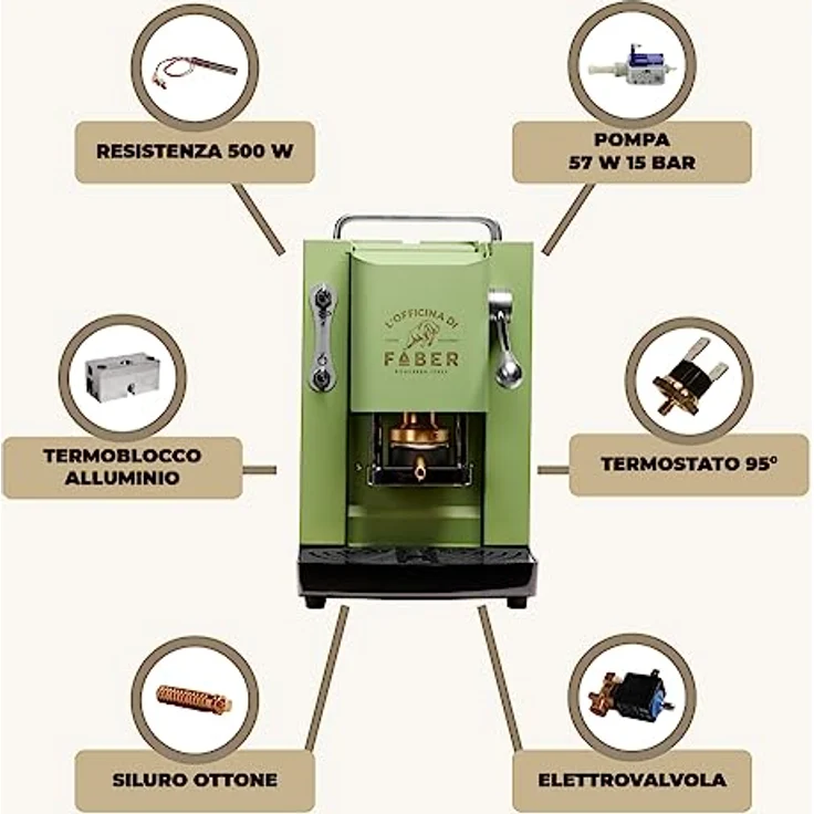 Faber Coffee Machines Pro Deluxe Espressomaschine ESE Pad 44 mm, einfache Reinigung, Tassenwärmer, schnelles Aufheizen, elegantes Design – Bild 7