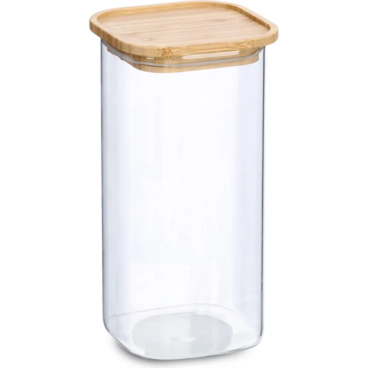 Zeller Vorratsglas mit Bambusdeckel, 900 ml, ca. 10 x 10 x 22 cm, Transparent - Stilvoller Aufbewahrungsbehälter mit 1600 ml Fassungsvermögen