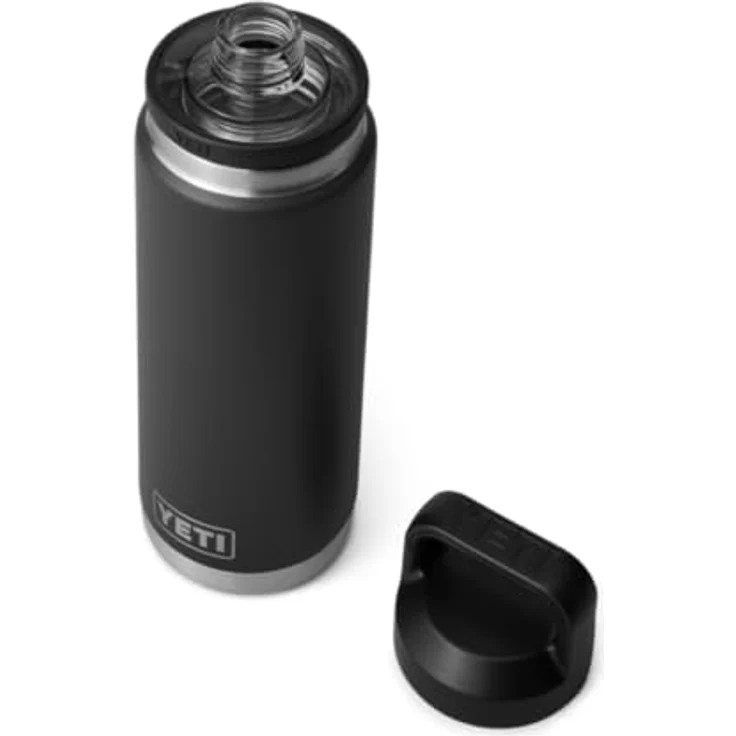 YETI Rambler Flasche 26 oz (769 ml) mit Chug-Verschluss, 100 % auslaufsicher, doppelwandige Vakuumisolierung, Edelstahl, schwarz – Bild 1