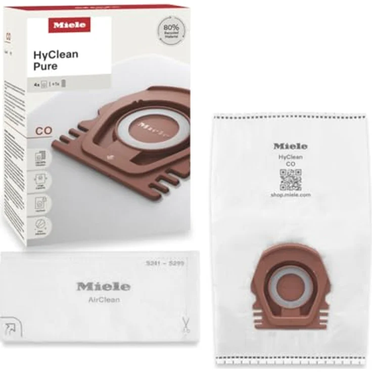 Miele HyClean Pure CO Staubsaugerbeutel mit AirClean-Filter, 4 Stück für Miele Guard M1 Staubsauger, hygienischer Beutelwechsel – Bild 1