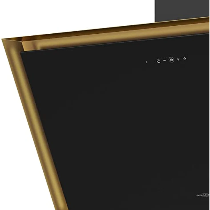 Oranier schwarze breite Kopffrei Wandhaube 90 cm Abluftbetrieb Aura - effektive Dunstabzugshaube im Schräghauben Design – Bild 4