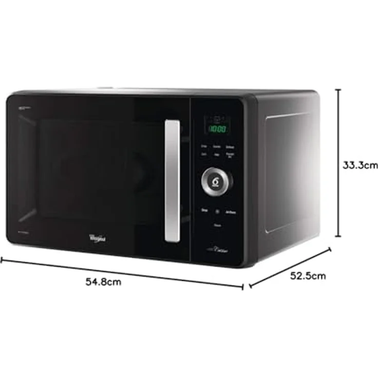 Whirlpool JQ 280 MB Mikrowelle, Standgerät, Thermobelüftet kombiniert, Freistehend mit Dampfgarer Bassa Teller Crisp und Griff, 30 Liter Garraum, Schwarz – Bild 6
