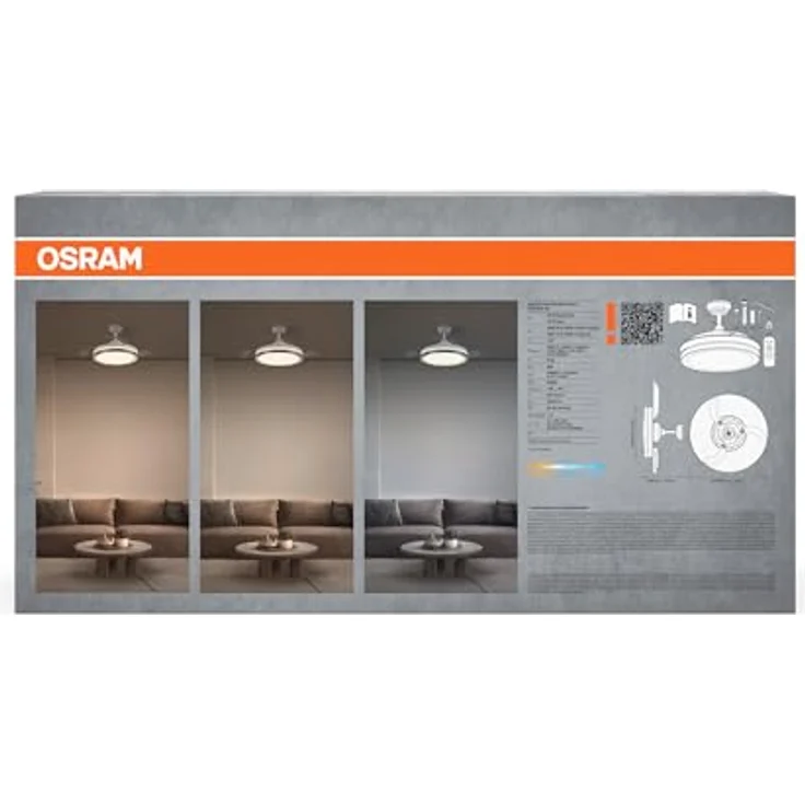 OSRAM Ceiling Fan Retractable 1070, 66W Deckenventilator in Weiß, für Räume von 13-20m² mit variabler Farbtemperatur und Sommer-/Wintermodus – Bild 5