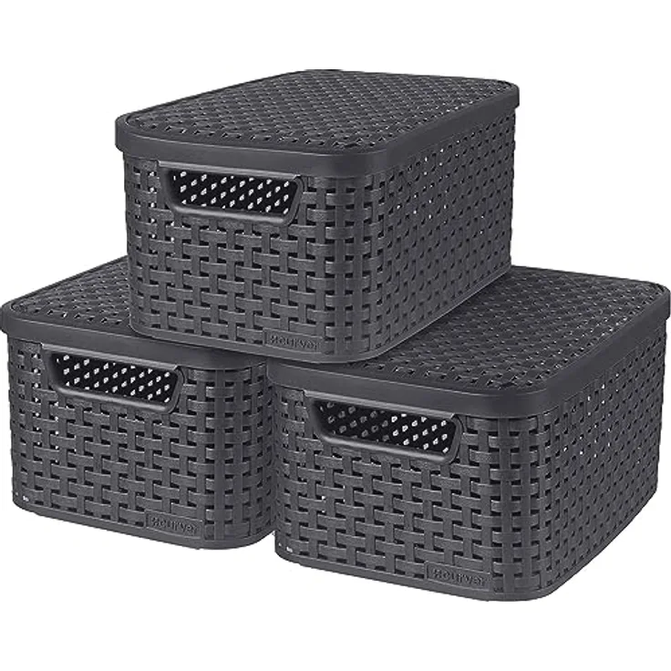 Curver 3-er Set Box S mit Deckel anthrazit, 246250