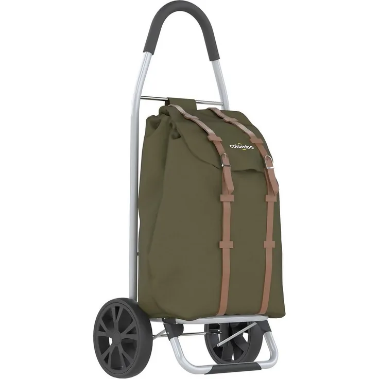Bischof Einkaufstrolley Rasant, 50 l, wasserdichte Polyester-Tasche, Armeegrün, Aluminiumgestell, XL-Räder, 30 kg Tragegewicht