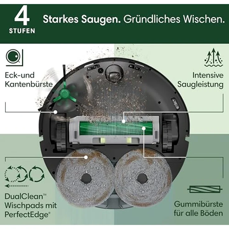 iRobot Roomba Plus 505 Combo Robot + AutoWash Dock Saugroboter mit Wischfunktion - Clearview Pro LiDAR - 7000Pa - DualClean Wischpads mit SmartScrub - Schwarz – Bild 2