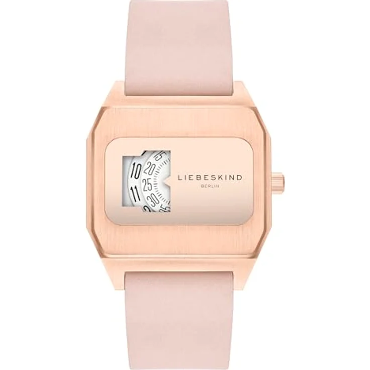 LIEBESKIND Damen Analog Quarz Uhr LT-0503-LQ, Edelstahlgehäuse roségold mattiert, Lederband, wasserdicht bis 3 bar – Bild 1