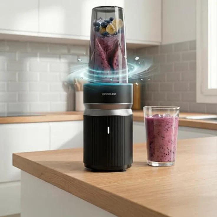 Cecotec Personal Blender PowerTitanium 1000 Push2Go, 1000 W, 6-flügelige Edelstahlklinge, 2 Becher à 700 ml mit Deckeln – Bild 4
