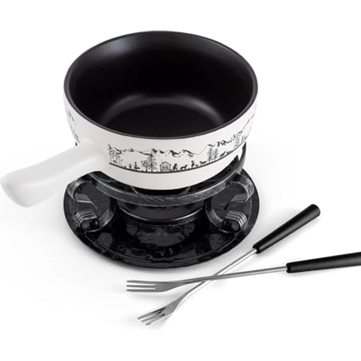 Heidi 9er Set Fondue, Käsefondue, Gabeln, Eintopf, Keramiktopf, Keramikfondue – Bild 2