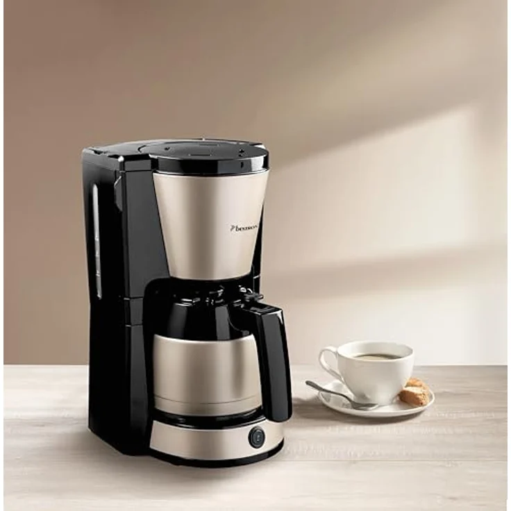 Bestron ACM1000SAT, Filter-Kaffeemaschine für 8 Tassen mit 1 Liter Thermokanne, Permanentfilter, Abschaltautomatik, 900 W, Farbe: Hellbeige – Bild 3