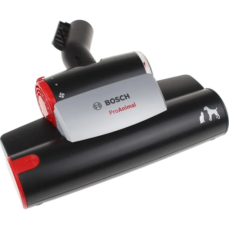 Bosch Turbo-Bürste Pro Animal 00576472, Turbodüse für Staubsauger, Schwarz/Rot/Silber, effektive Entfernung von Tierhaaren, Drehkippgelenk, 4 Rollen
