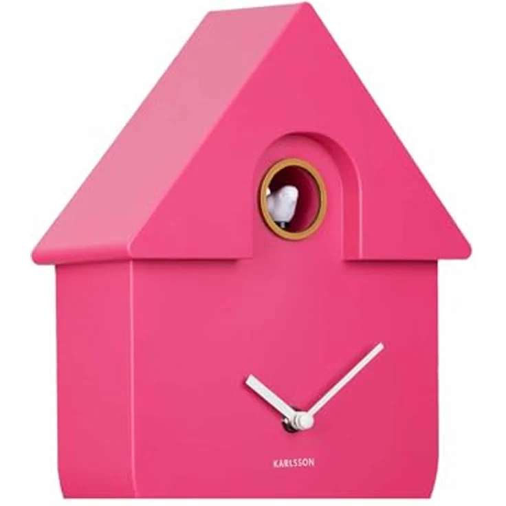 Karlsson Kuckucksuhr Modern Cuckoo, rechteckige Wanduhr in Rosa, Thermoplast, 8.5x21.5x41cm, ideal für Wohnzimmer und Schlafzimmer – Bild 4