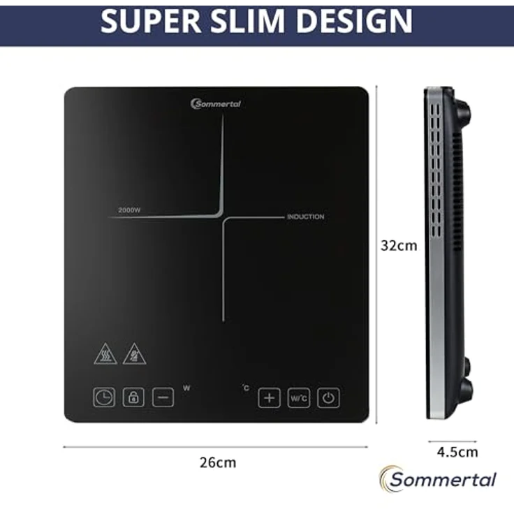 Sommertal Induktionskochfeld 1 Platte 2000W, super slim Design, Touch-Bedienung, Sicherheitsautomatik – Bild 6