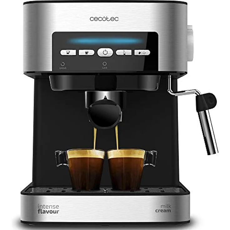 Cecotec Kaffeemaschine Power Espresso 20 Matic. für 1-2 Tassen,20 bar, 1'5 L,Siebträger mit Doppelauslauf, Milchaufschäumdüse, Tassenabstellfläche, 850 W, edelstahl – Bild 2