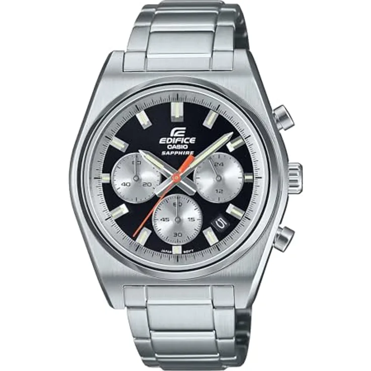 Casio Watch EFB-730D-1AVUEF, Motorsport-Chronograph mit Leuchtziffern, Silber Edelstahl Band
