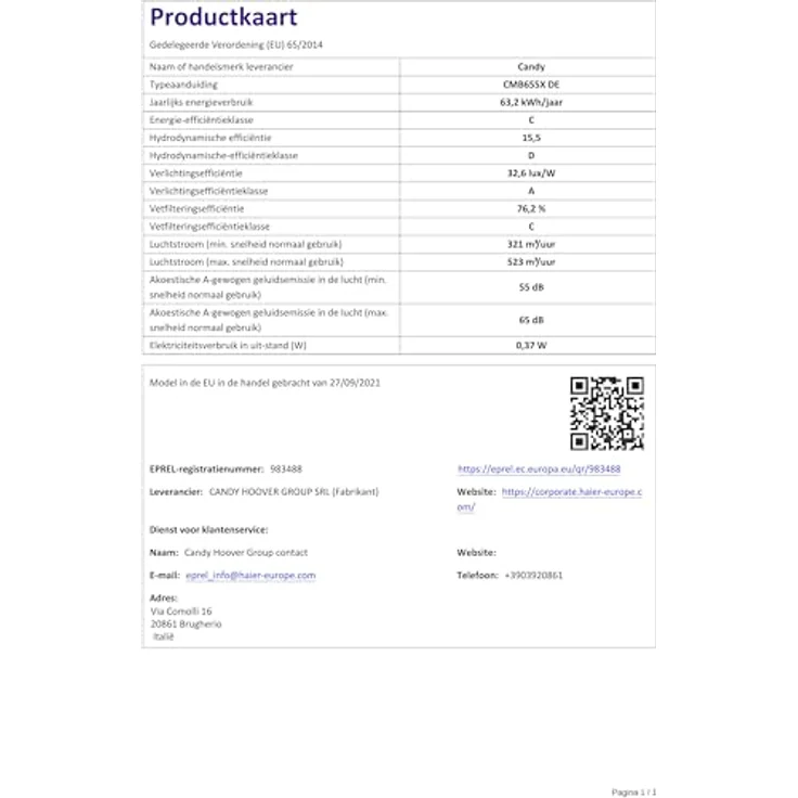 Candy Dunstabzugshaube CMB655X DE / 60cm Breite / 213W Leistung / 3 Leistungsstufen/max. Luftleistung: 523m³/h/Abluft & Umluft/Energieeffizienz C/kostensparende LED-Leuchte/Edelstahl – Bild 5